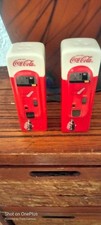 Vintage Coca Cola Vending Machine Salt & Pepper Shakers Red & White Size 5x2inch picture