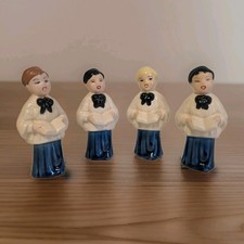 Vintage 50s Japan Hand Painted Ceramic Choir Boy Figurines Set Christmas caroler picture