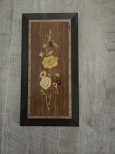 Vintage Gabriella Sorrento Italian Wood Inlay Floral Marquetry Wall Plaque picture
