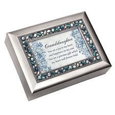 Cottage Garden Granddaughter Joy to My Heart Brushed Silvertone Jeweled Music... picture