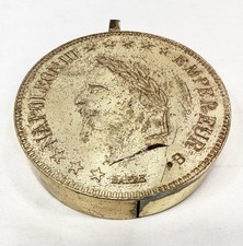 Rare Oversized 13.5cm Napoleon Barre Coin Table Lighter -Erancais 1870 picture