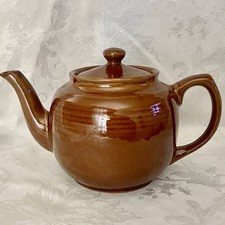 Vintage English Brown Betty Teapot Glazed Stoneware England 6” Cottagecore picture