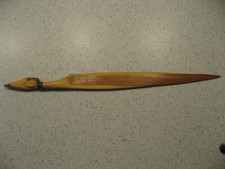 Vintage African Zulu Tribal Woman Hand Carved Wood Letter Opener picture