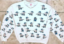 Vintage 1986 J.A.M. Designs Cat All-Over Print Sweatshirt Size L NOS Deadstock picture