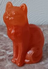 Solid Glass Sitting Kitty Cat Kitten Airbrushed Dark Orange - Mosser USA picture