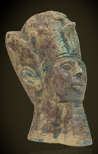 Ancient Egyptian Antiques Amenhotep III Pharaoh Head Bust Royal Headdress Statue picture