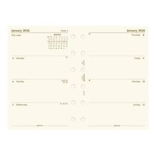 Filofax Week on Two Pages 2026 Pocket Diary Refill, Cotton Cream, English, 3.18