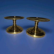 VTG Coppercraft Candle Holders Brass Pillar Pair Polished Centerpiece USA picture