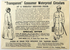 1886 Waterproof Rain Wear Jackets Advertisement Victorian Gossamer DWKK27G picture