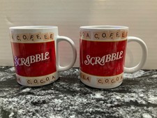 Set of 2 Scrabble Lovers Coffee Mugs 10 Oz Cocoa Coffee Tea 2002 A+ picture