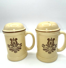 Pfaltzgraff Village SALT & PEPPER SHAKERS STOVE TOP SET of 2 Vintage USA picture