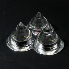 Retired Partylite Diamond Trio Tealight Candle Holder Heavy Glass picture