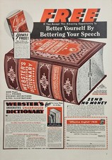 Webster's Dictionary Print Ad Ephemera Wall Art Decor Unabridged picture