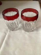 Waterford Simply Red Double Old Fashioned.2 Glasses.12 oz. New. 4.25” Tall. picture