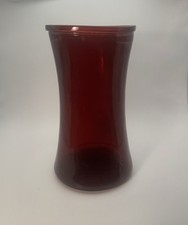 Vintage Cranberry Glass Vase Hourglass Shape 8.5