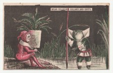 Anthropomorphic Frog & Painter Surreal Art Antique 1880s Victorian Trade Card picture