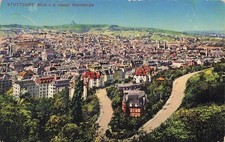 Postcard Stuttgart (70180), view from the Neue Weinsteige, used picture