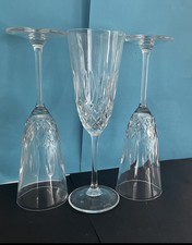 Crystal Champagne flutes,  Christopher Stuart Cameo Fluted Glasses, 8.25” tall picture