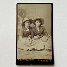 Antique CDV Photograph Affectionate Young Women Holding Hands Hawarden IA picture