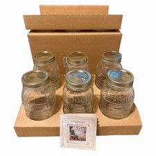Vintage Longaberger Blue Ribbon 1 Quart Canning Jars Set of 6 NEW in Box picture