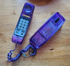 Working (READ) Vintage 90s Phone Clear Purple Glitter Translucent picture