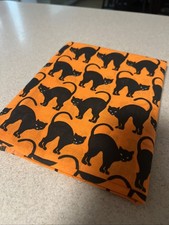 Halloween Fabric Frightful Orange Background, Black Cats With 43 W X 36 L picture