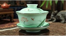 HOTUMN Gaiwan Teaset Celadon Handcrafted Porcelain Tea Set Lotus Theme Porcelain picture