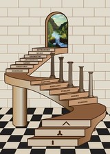 FELLOWCRAFT MASON- 2ND DEGREE - STAIRCASE TRACING BOARD /  LECTURE PROP picture