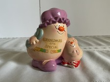 Vintage Enesco Human Bean Grandma Grandchild Figurine 1981 Stickers Import picture