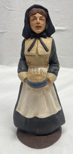 Vintage Pilgrim Woman Figurine Holding Homemade Pie Thanksgiving 7