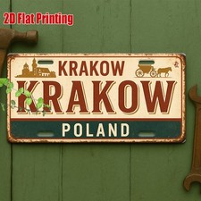 2D Printed Sign Krakow City Heritage Aluminum License Plate Metal Decor picture