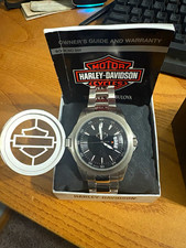 Harley-Davidson by Bulova Stainless Steel Black Dial Automatic Watch w/ Box picture