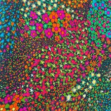Vtg THC Hawaiian Textiles Floral Glow Acrylic Fabric 1.5yds x 44