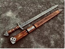 Hand Forged Damascus steel Viking Sword Sharp  Battle Ready Medieval Sword picture