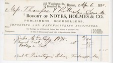 1875 Antique Receipt Noyes Holmes & Co Boston Booksellers Piscataquis Library ME picture