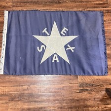 Vintage Republic of Texas 1836 Flag, Lorenzo De Zavala Brass Tag Sewn Star Texas picture