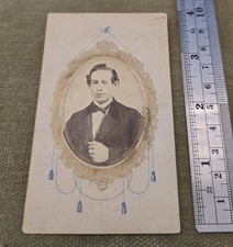 Lot 7 Civil War  1860s CDV Tintype Tax Stamp Stiles Armsbury NY Gem Portrait picture
