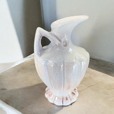 Vintage Gonder Pottery Ewer Vase Pale Blue Purple Glaze Pitcher Ceramic Marked picture