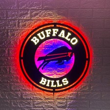 Buffalo Bills Round Football Team Logo LED Neon Light Sign 15 inch picture