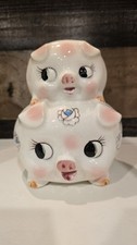 Vintage  MCM 1950s 60s Japan Anthropomorphic Ceramic Stacking Pigs Piggy Bank picture