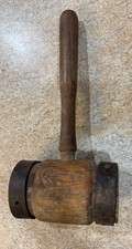 Antique Iron Banded Wooden Mallet 13.5” Primitive Farm picture