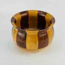 Hand Turned Wooden Bowl Striped Multi Colored Wood 4 13/16 x 3 3/8” picture