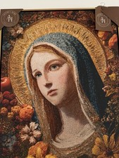 Virgin Mary Framed Religious Wall Art Floral 20x30.5 NEW W/Tags picture
