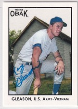 Roy Gleason Vietnam Bronze Star Purple Heart MLB Dodgers SIGNED CARD AUTOGRAPHED picture