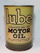 Vintage Lube Motor Oil Can 1 Qt Metal Empty picture