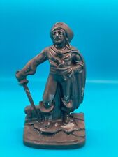 Vintage Bronze/Metal Pirate w/ Treasure Chest Figurine Statue picture