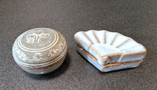 Japanese Hagi Ware Kogo Trinket Box Lidded Box Set of 2 Tea Ceremony Japan #48 picture