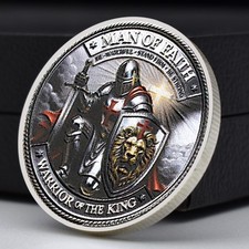 Christian Lion of Judah Knight Coin Man of Faith Bible Challenge Coin Gift Medal picture