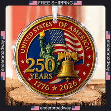 FLAGWIX 250 Anniversary USA Merchandise - Glass Christmas Ornaments 2026 picture