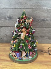 Danbury Mint Chihuahua Dog Christmas Tree Lighted Figurine ~w/ Chip On The Dogs picture